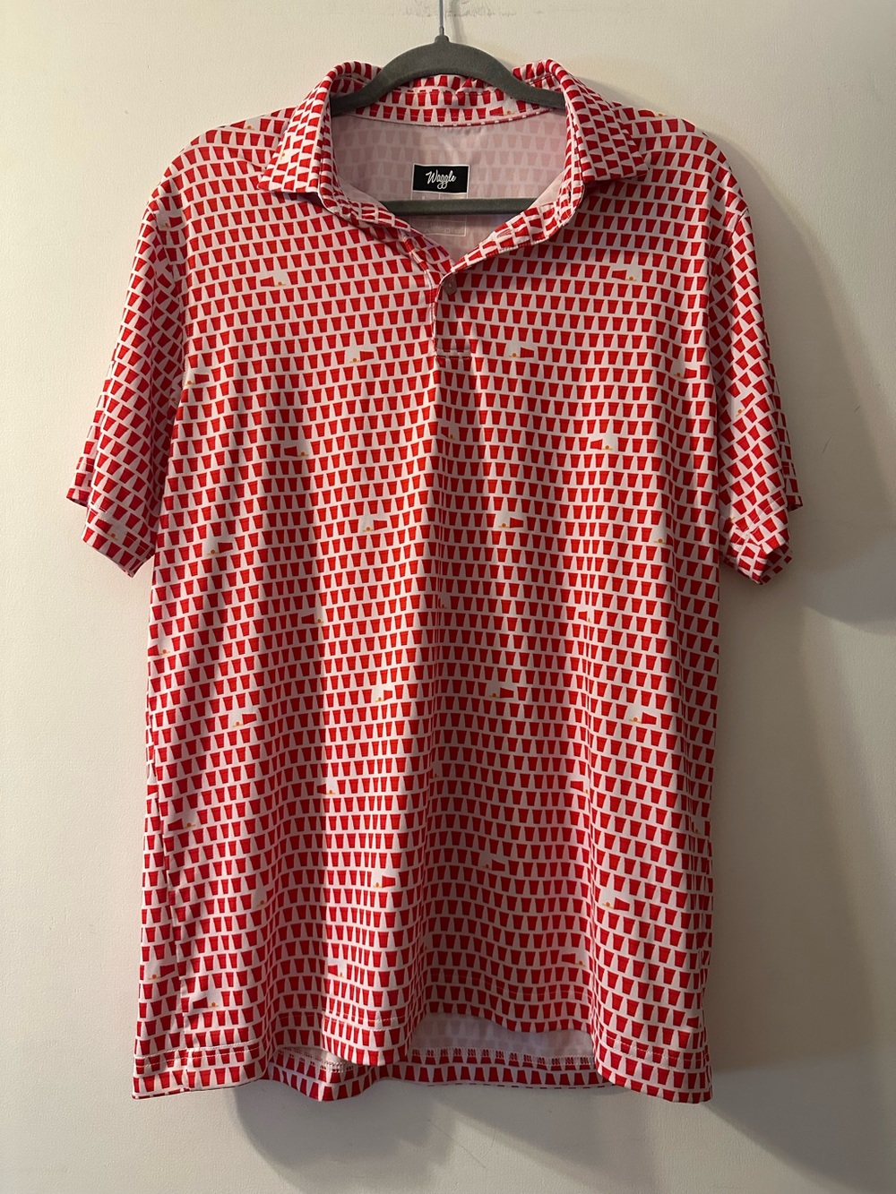 Waggle Golf Polo Mens Large Red Solo Cup Beer Pong Polo Shirt